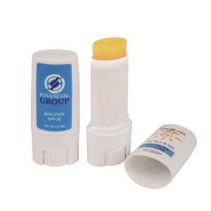 Sun care stick twist with logo printed